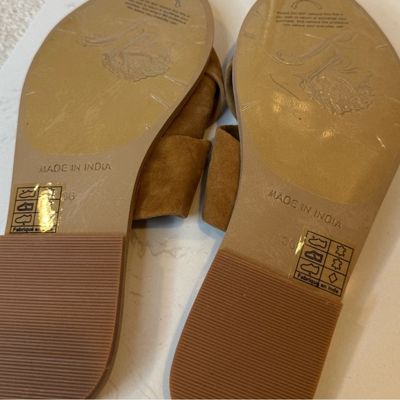 Free People Rio Vista Taupe Sued Flat Sandals Size 36 - Picture 7 of 8